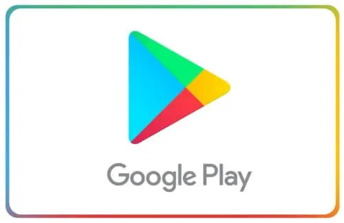 Google Play Store logo with colorful triangular play button and text, representing digital app distribution platform.