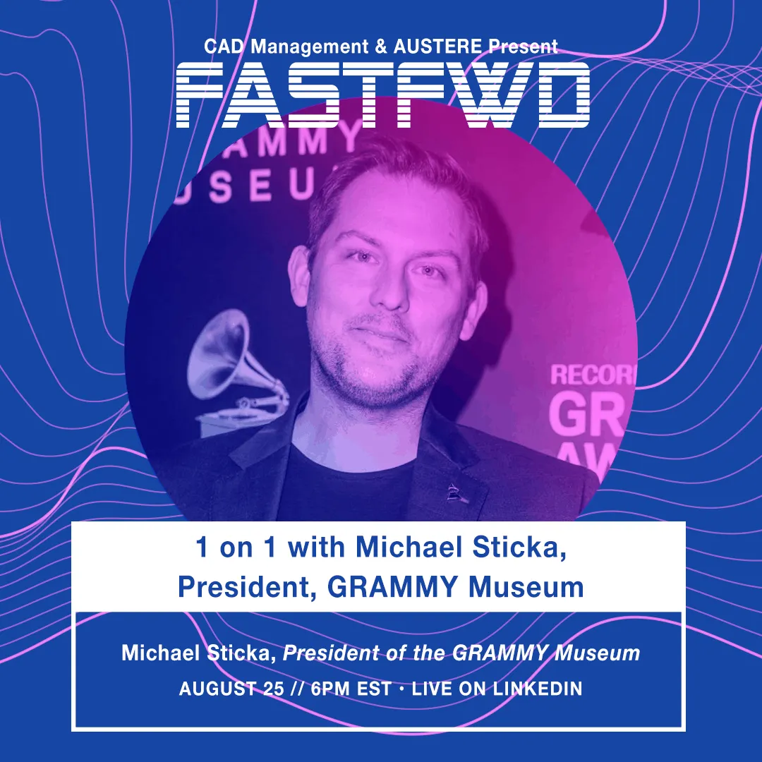 Michael Sticka, President of the GRAMMY Museum, speaking at the FastFWD event, focusing on music industry leadership and inno