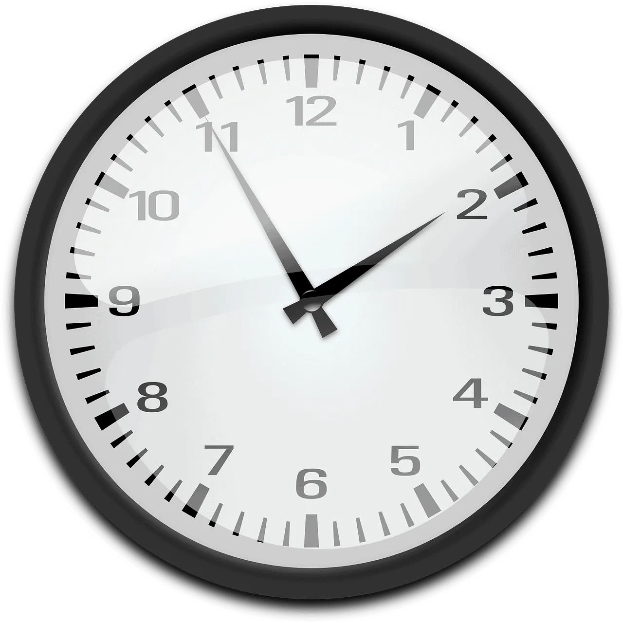 Pastel color clock showing time close to 2:53, with black frame and white face, on a black background, symbolizing time manag