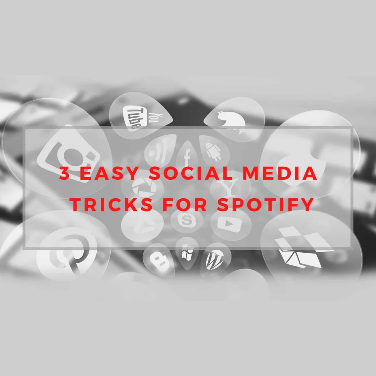 Social media icons with spotify, youtube, facebook, and Instagram logos for music marketing and promotion.