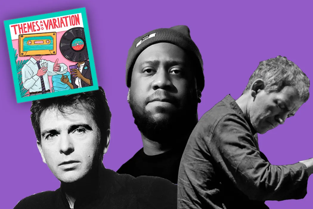 Urban music artists portrait collage, featuring diverse musicians and a colorful album cover, with a focus on music industry