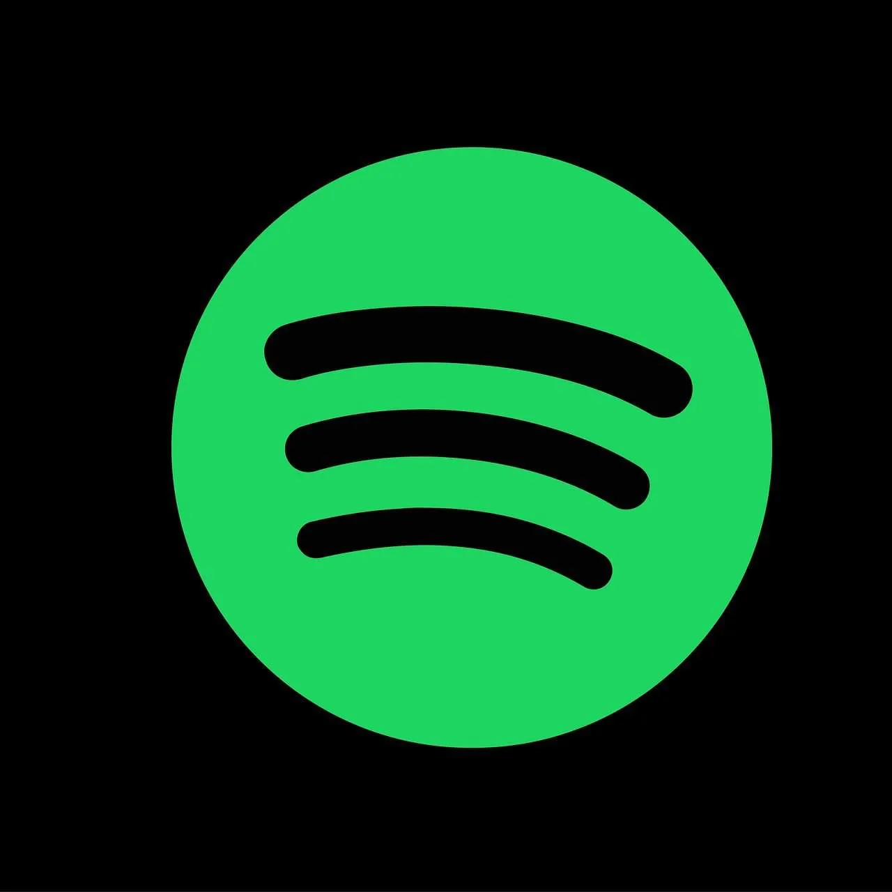 Spotify app icon on a black background, digital music streaming service, popular music platform, musical entertainment, podca