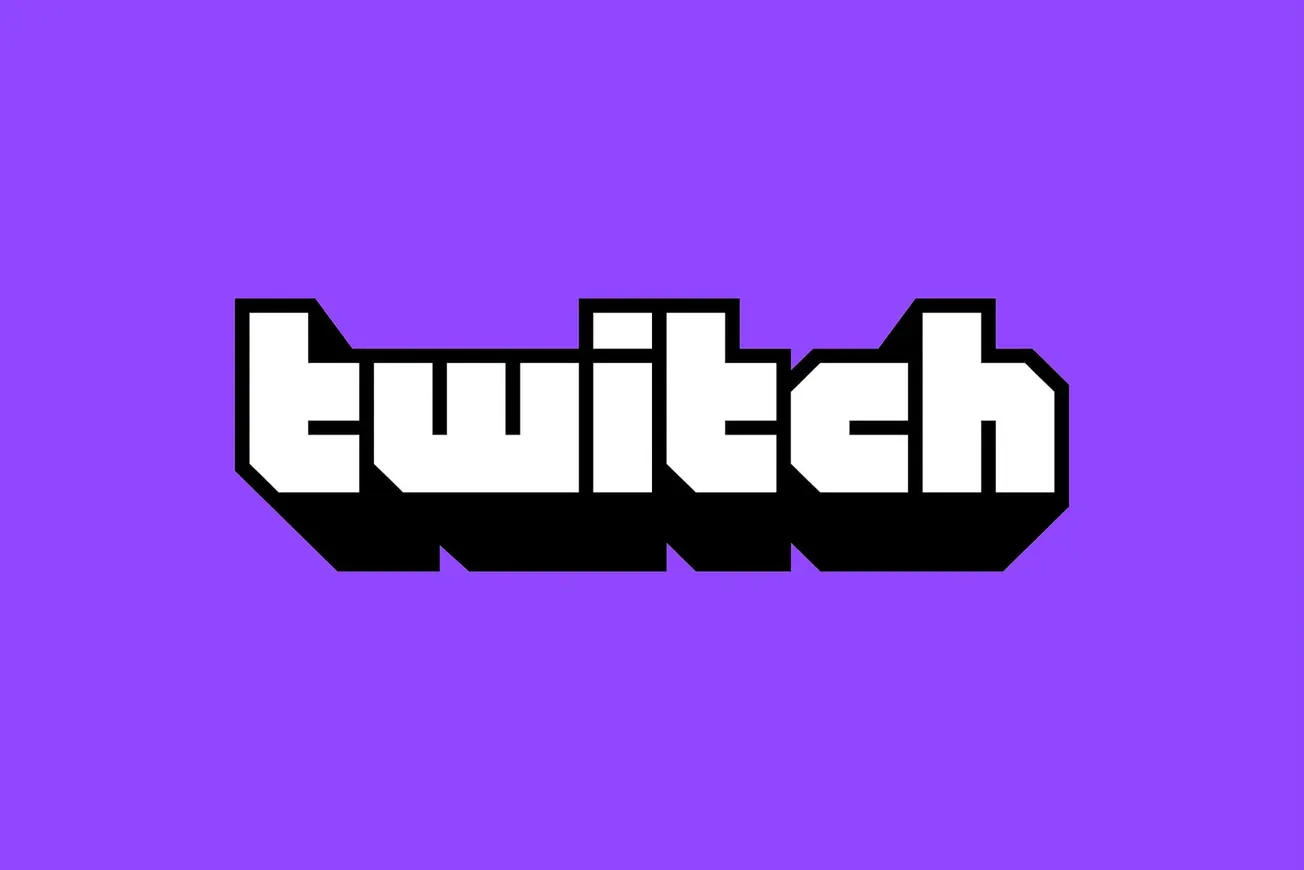 Twitch logo on purple background, popular streaming platform icon, esports and gaming entertainment, digital media branding,