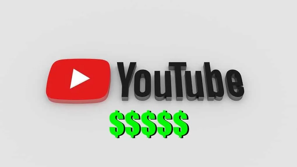 YoutTube logo with green dollar signs, representing monetization and revenue generation on YouTube platforms.