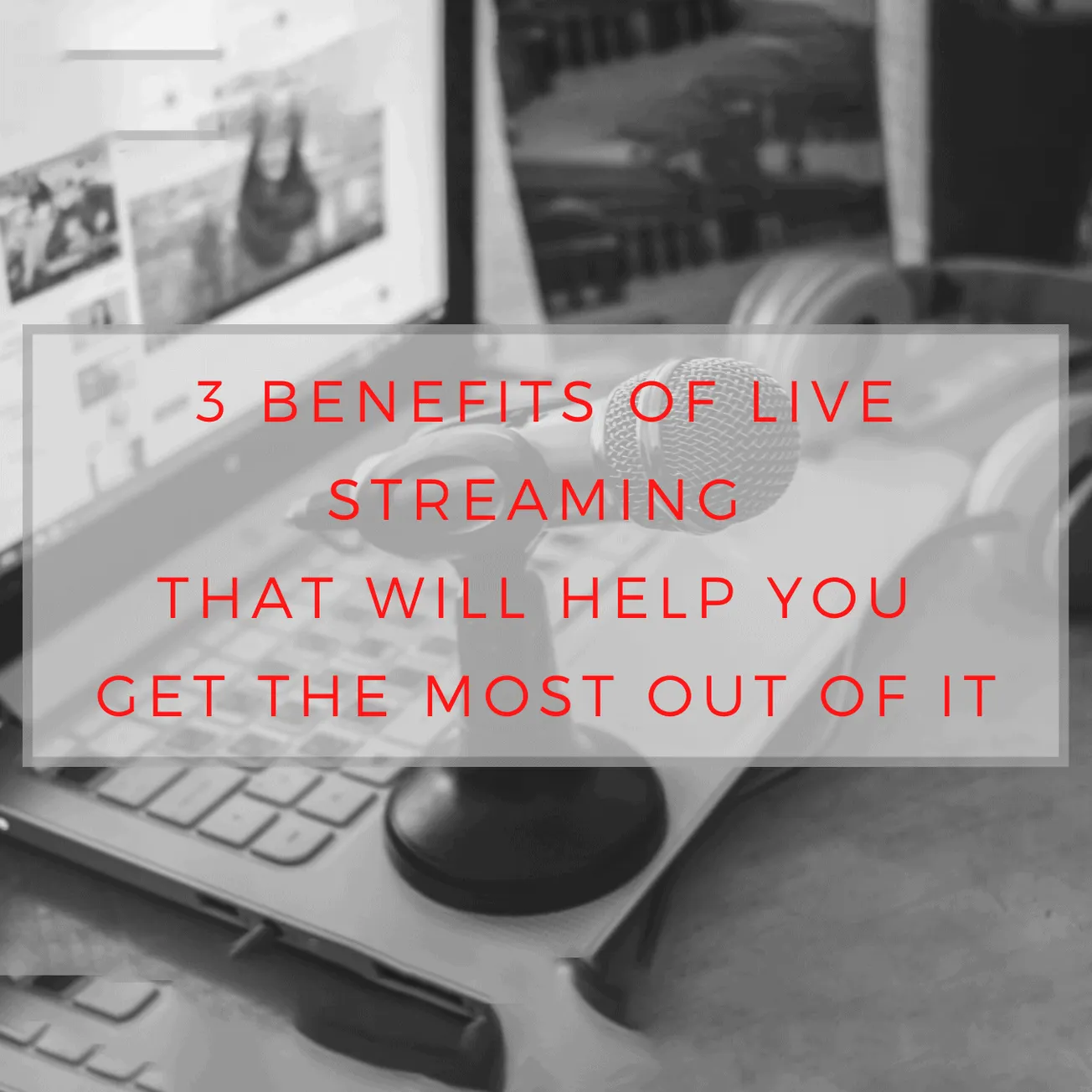 Microphone on laptop for live streaming, digital content creation, podcast recording, online broadcasting, media production,