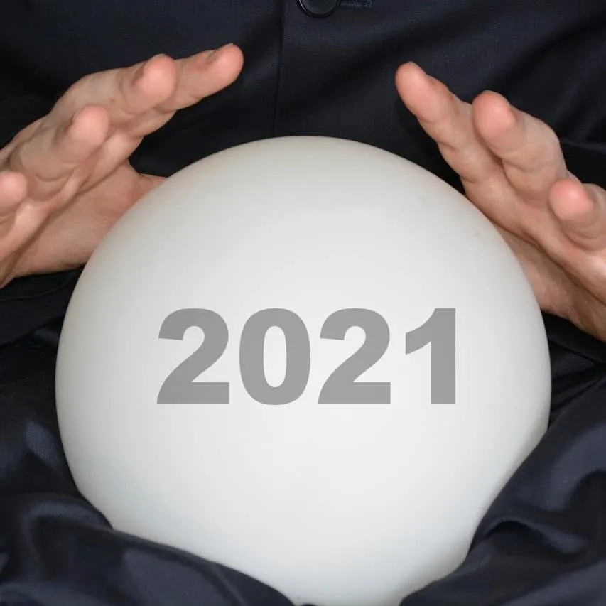 2021 predictions crystal ball for future trends in music industry, digital marketing, and entertainment.