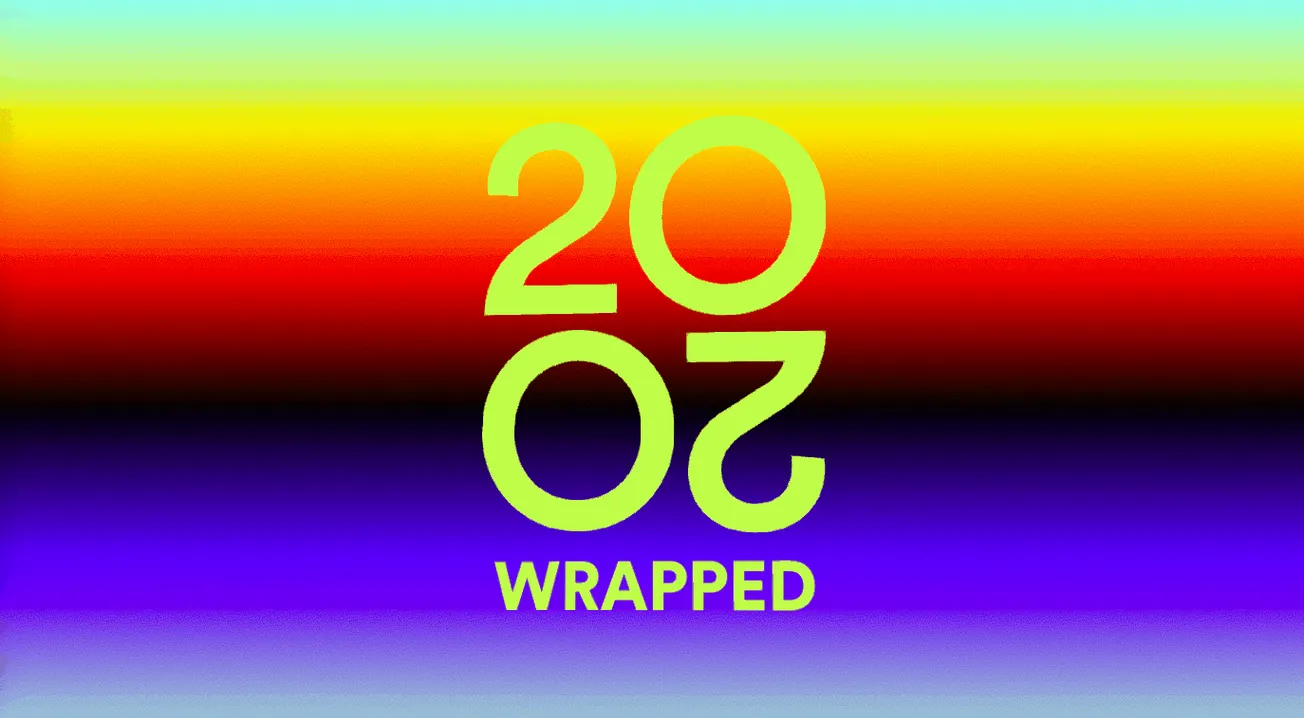 2020 Wrapped colorful gradient background with bold text for music marketing and entertainment insights.