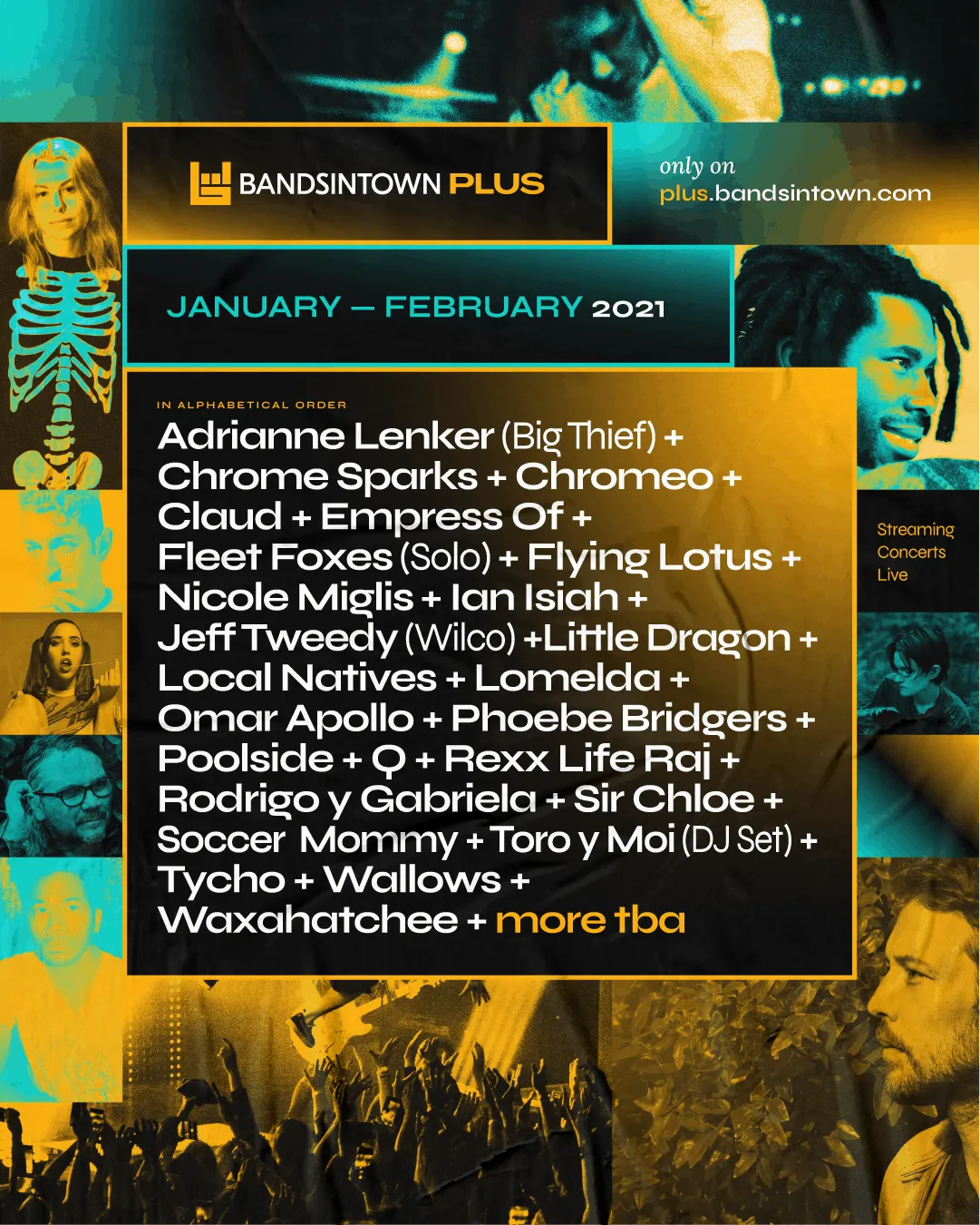 Bandsintown plus music festival lineup January February 2021 streaming concerts live music event promotion online music indus