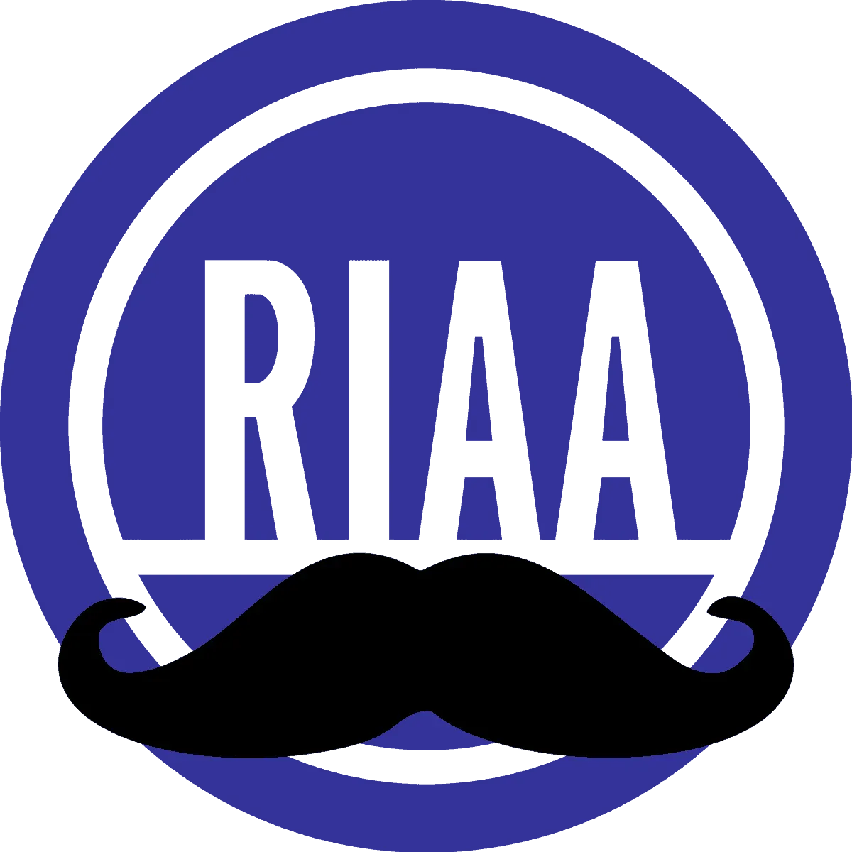 Rivard logo with a black mustache graphic and circular background in dark blue, representing branding and creative design for