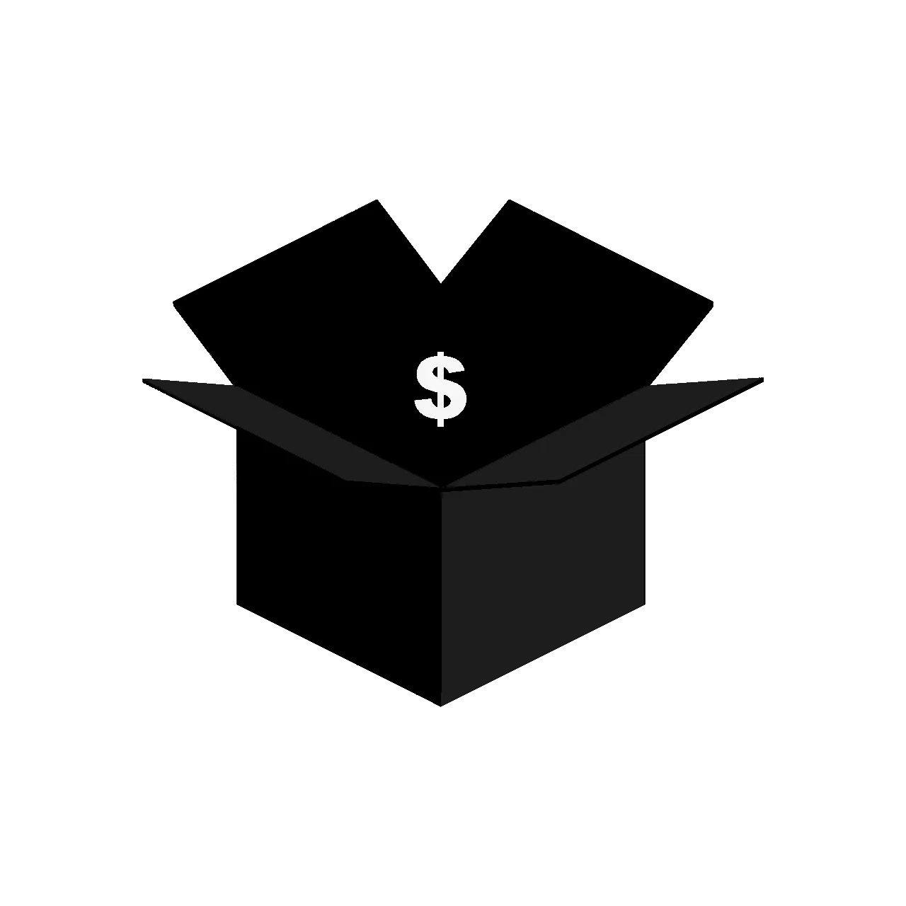 $ symbol in open box icon representing revenue, money, or profits in the music industry, digital marketing, or financial cont