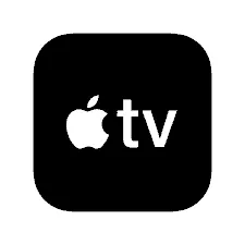 Apple TV app icon logo on a black background, representing streaming service and digital entertainment platform.