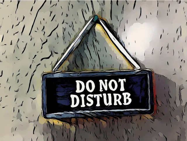 Do Not Disturb sign hanging on a textured wall, indicative of privacy or quiet time in a professional or home environment.