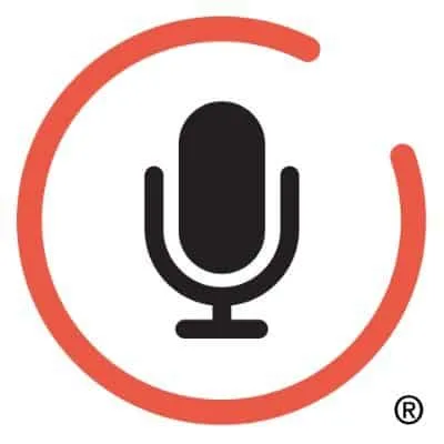 Microphone icon within a red circular design, symbolizing audio or music content related to Hypebot.