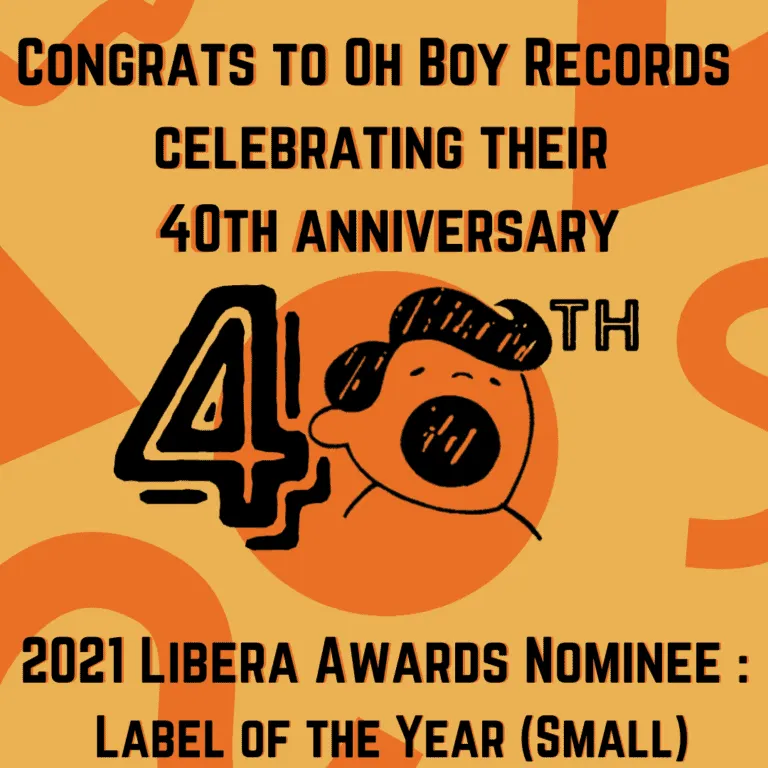 Oh boy records 40th anniversary celebration illustration celebrating music milestone and band recognition 2021 Libera Awards