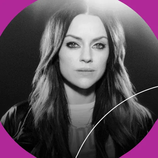 Woman with long hair in black leather jacket, artistic portrait for Hypebot music industry news and updates, promotional imag