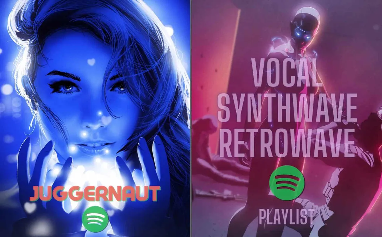 Futuristic digital artwork of a woman with glowing effects, representing innovative music and technology synergy, with Spotif