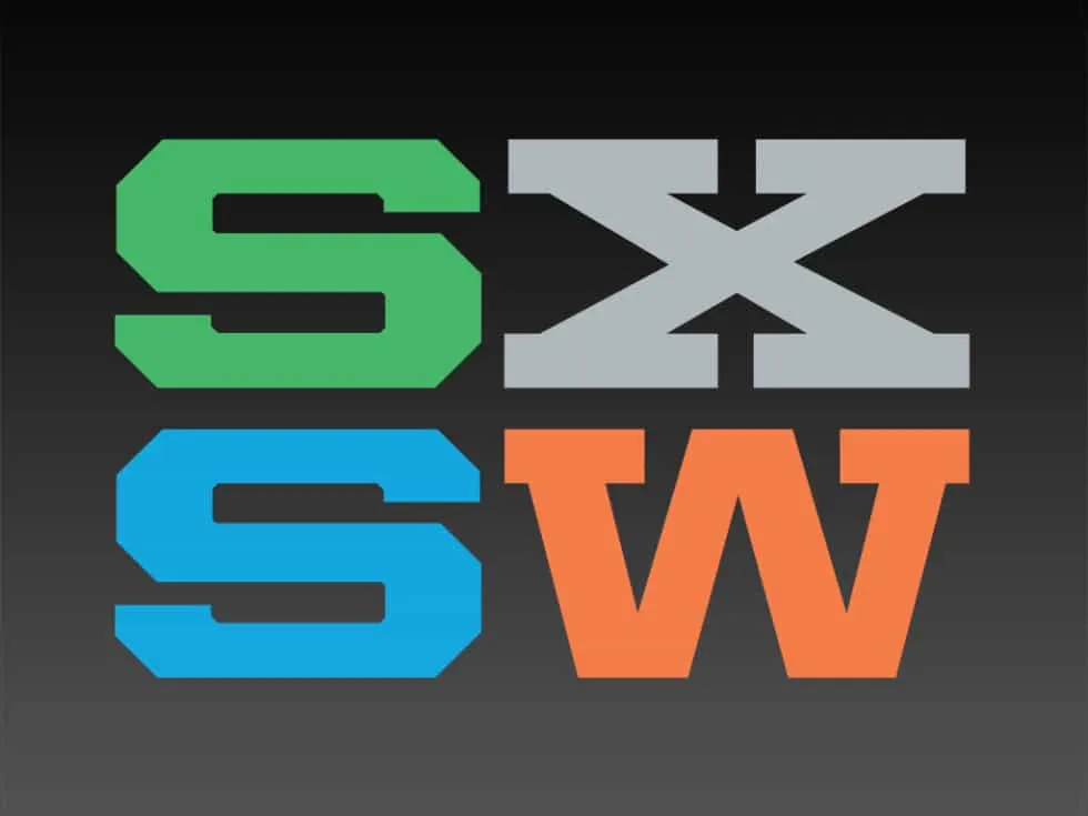 SXSW logo digital event branding for music, film, interactive industries, showcasing innovation and creativity at the South b