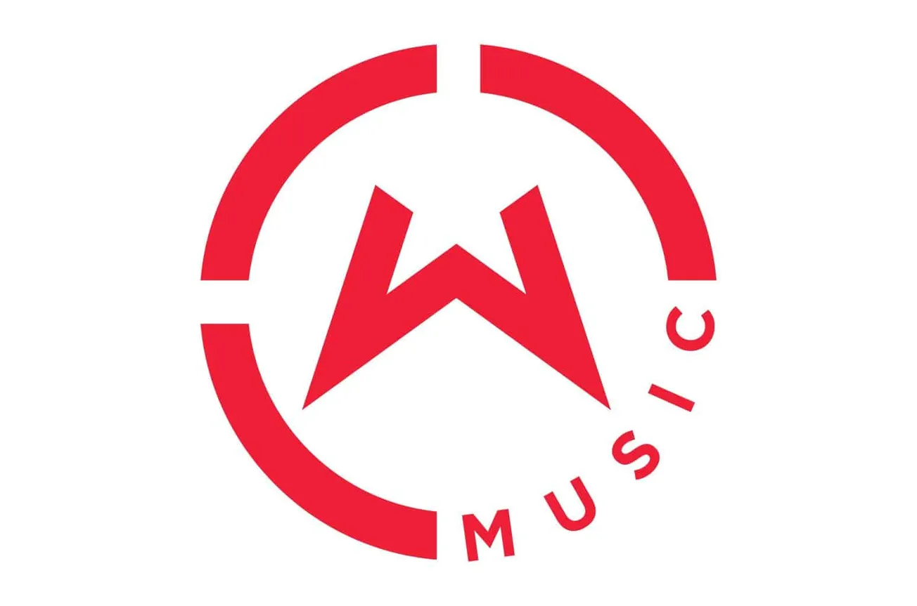 Red and white Warner Records logo featuring a star within a circular design, representing music, entertainment, and record la