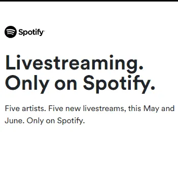 Spotify livestreaming on Spotify platform showcasing artists and new music releases.