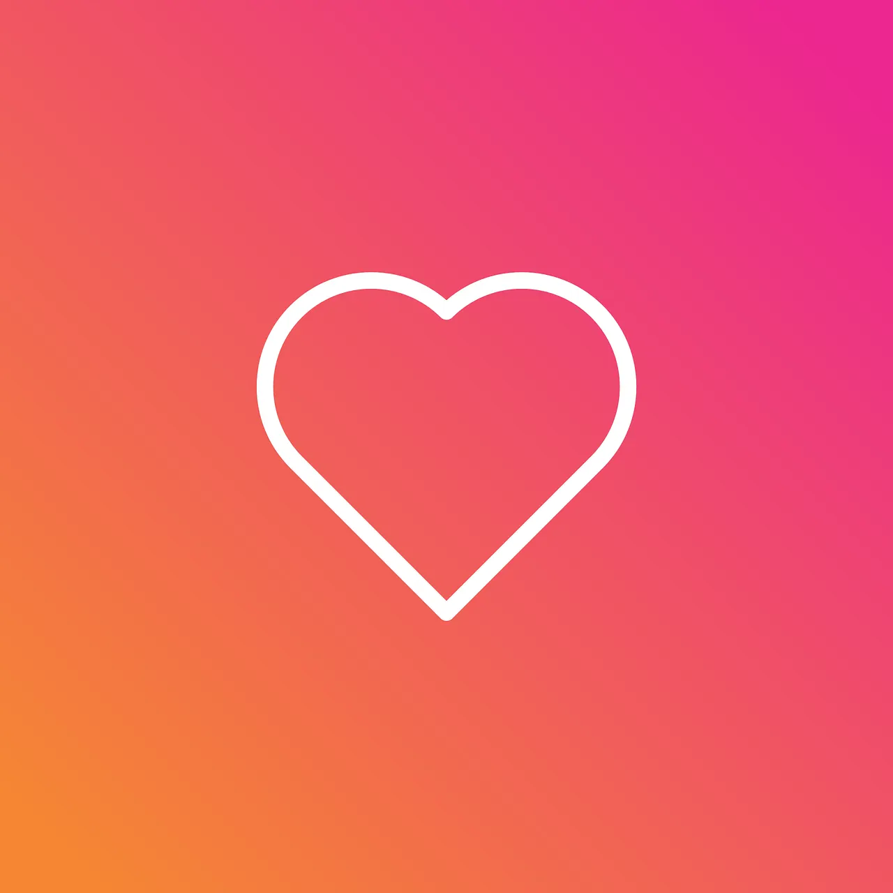 Heart outline icon on colorful gradient background, representing love, connection, and emotional branding in digital media. S