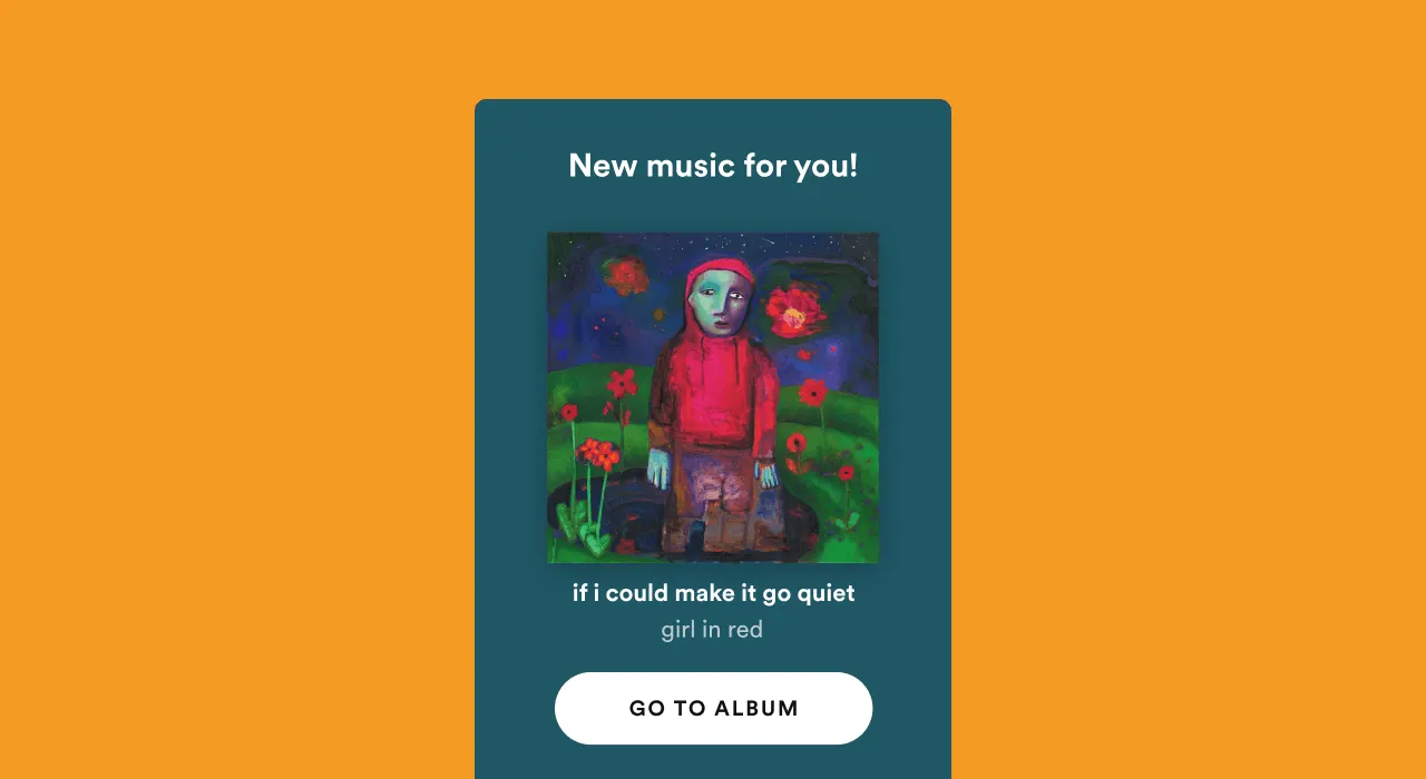 Vivid digital music promotion featuring album artwork for "if i could make it go quiet" by girl in red, highlighting new musi