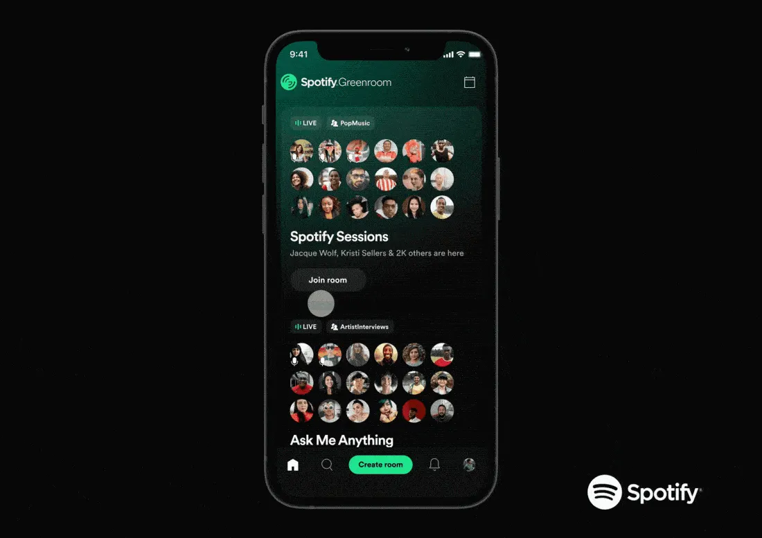 Spotify launches live audio app Greenroom challenging Clubhouse