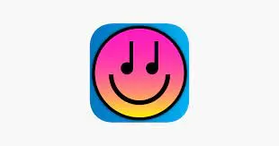 Hypebot app icon with colorful smiley face and musical notes, vibrant digital design for music industry news and updates.