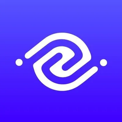 A digital icon featuring a white stylized fingerprint on a blue gradient background, representing digital identity, security,