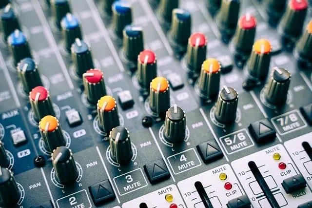 Eq-mixing-console-audio-soundboard-with-adjustable-faders-and-control-knobs-for-music-production-and-studio-recording.
