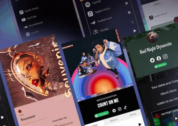 Vibrant music streaming and artist promotion visuals featuring album covers, artist profiles, and digital platforms on Hypebo