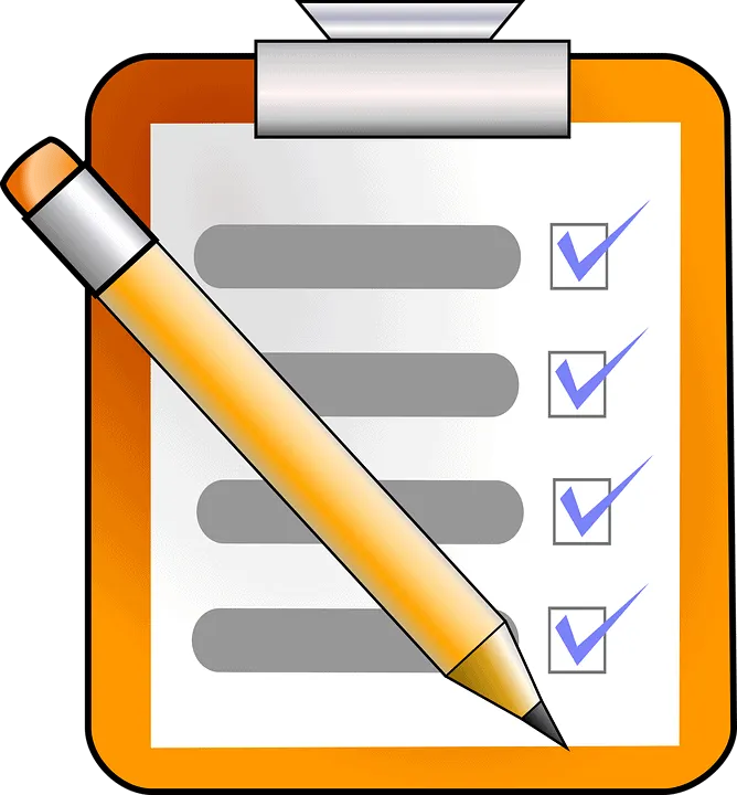 Checklist on orange clipboard with pen, representing task completion or progress tracking, suitable for project management an