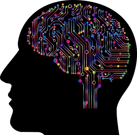 Neuron-inspired digital brain graphic with circuit lines, representing AI, technology, and innovation in the music industry.