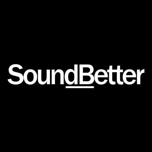 SoundBetter music collaboration platform logo on black background for artists, producers, and musicians seeking professional