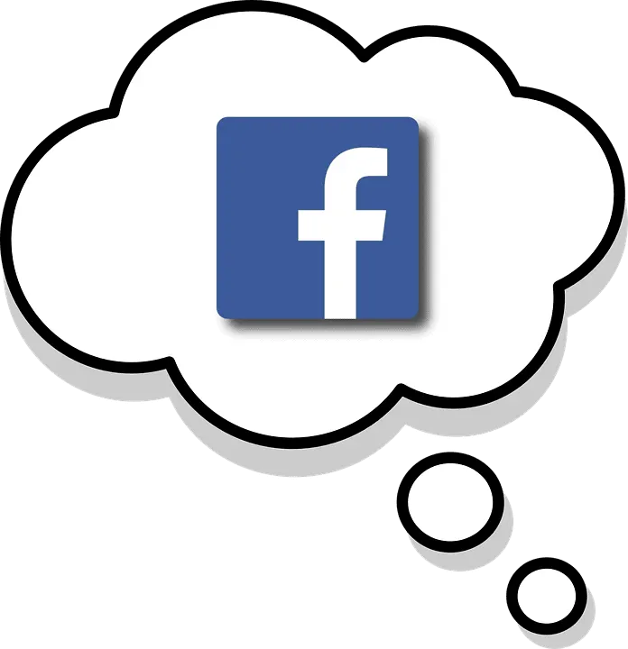Facebook logo inside a thought bubble representing social media marketing and digital communication.