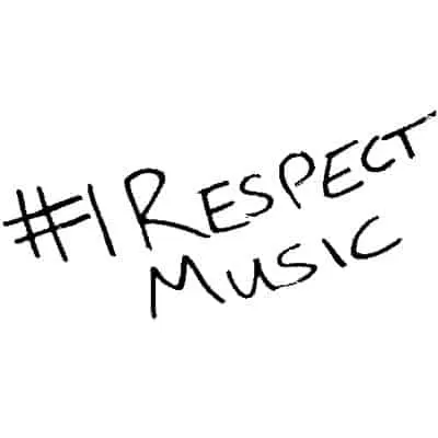 #Hypebot #RespectMusic hashtag written in black ink on white paper promoting music industry respect and advocacy.