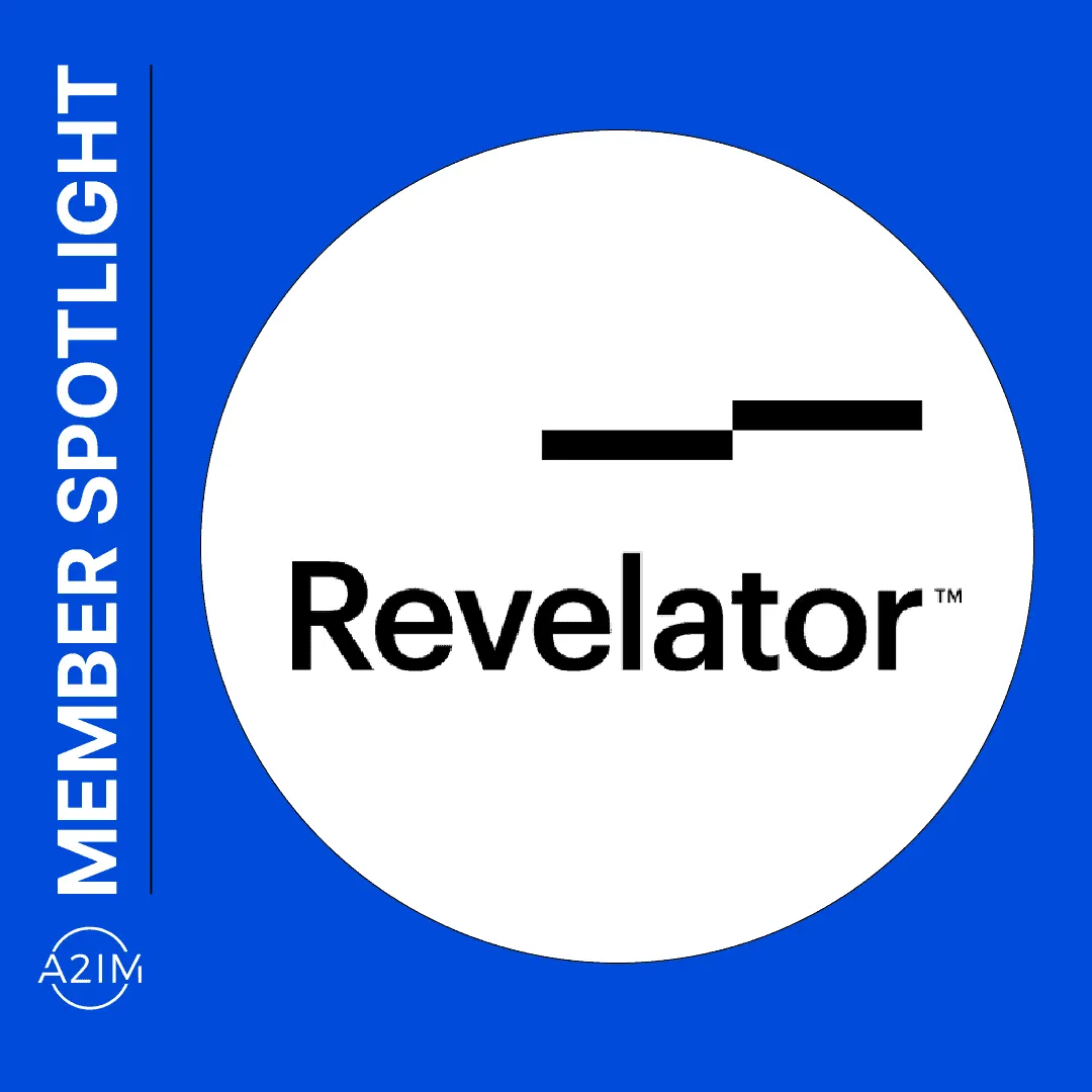 Revelator logo emphasizing media member spotlight and digital music platform branding.
