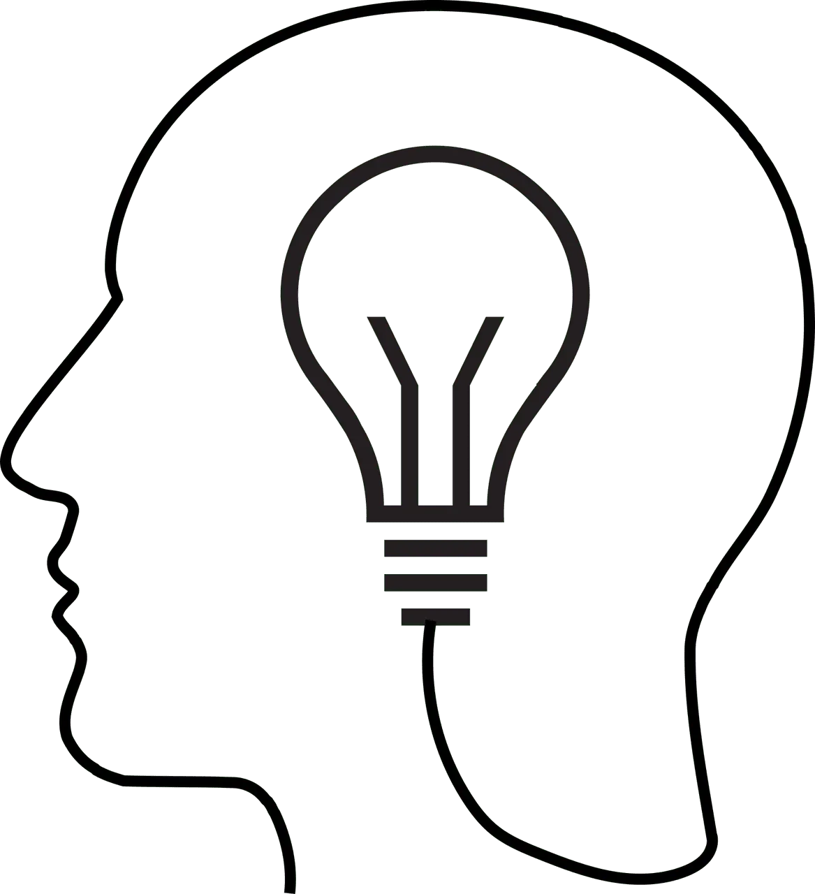Innovative music industry concept featuring a human profile with a lightbulb inside, symbolizing creativity, ideas, and innov