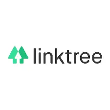 Linktree logo with green arrows and black text for social media and marketing links.
