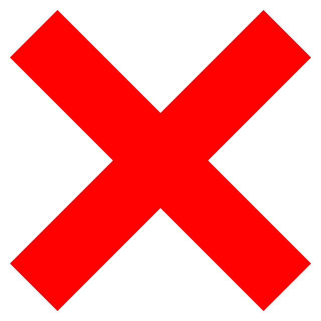 Red cross symbol, commonly representing error or cancellation, on a white background.