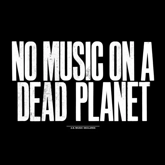 No music on a dead planet anti-music message protest environmental awareness awareness for preserving life on Earth black and