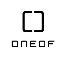 OneOF logo with minimalistic black and white design, representing innovative music technology branding.