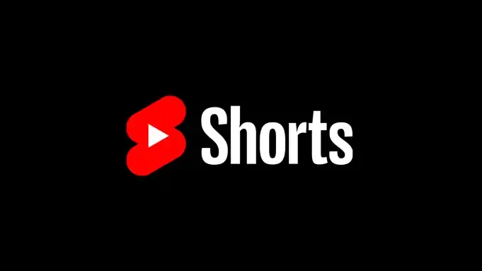 Shorts logo with red play button icon and bold white text on black background, representing YouTube Shorts and short-form vid
