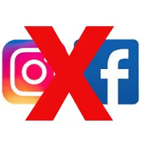 Instagram and facebook logos with a red X over them, social media icons, digital marketing, social media platforms, online ma