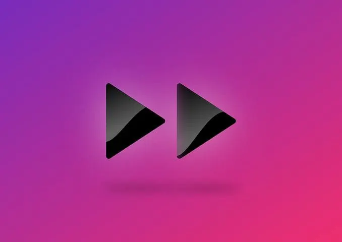 Play button icon on vibrant pink and purple background, symbolizing digital media, music streaming, or online content, associ