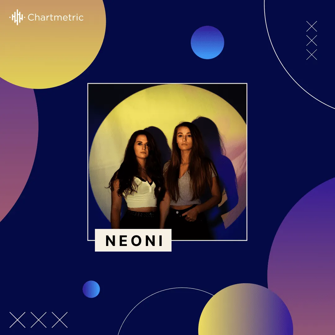 Neoni, electronic music duo, vibrant neon lighting, music artists, modern music promotion, neoni band, nightlife photography,