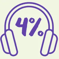 Headphones with "44%" inside, symbolizing music or audio statistics.