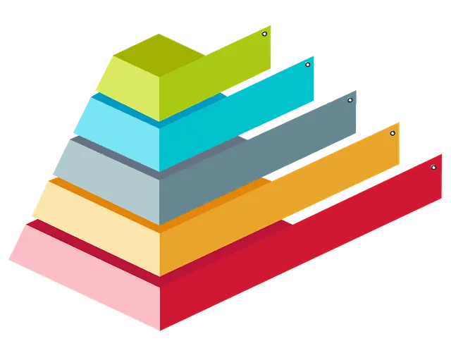 Colorful layered 3D infographic illustration representing data visualization and marketing analytics for music industry insig