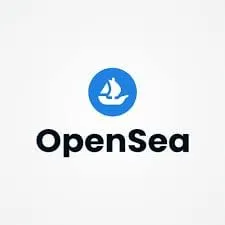 OpenSea logo icon, digital marketplace for NFTs and blockchain collectibles, showing a blue whale fin with the company name f