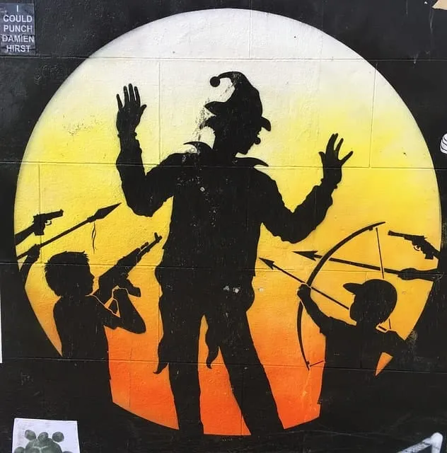 Pierce the veil graffiti art, street art, colorful mural, silhouette of band members, bold spray paint, urban wall mural, mus