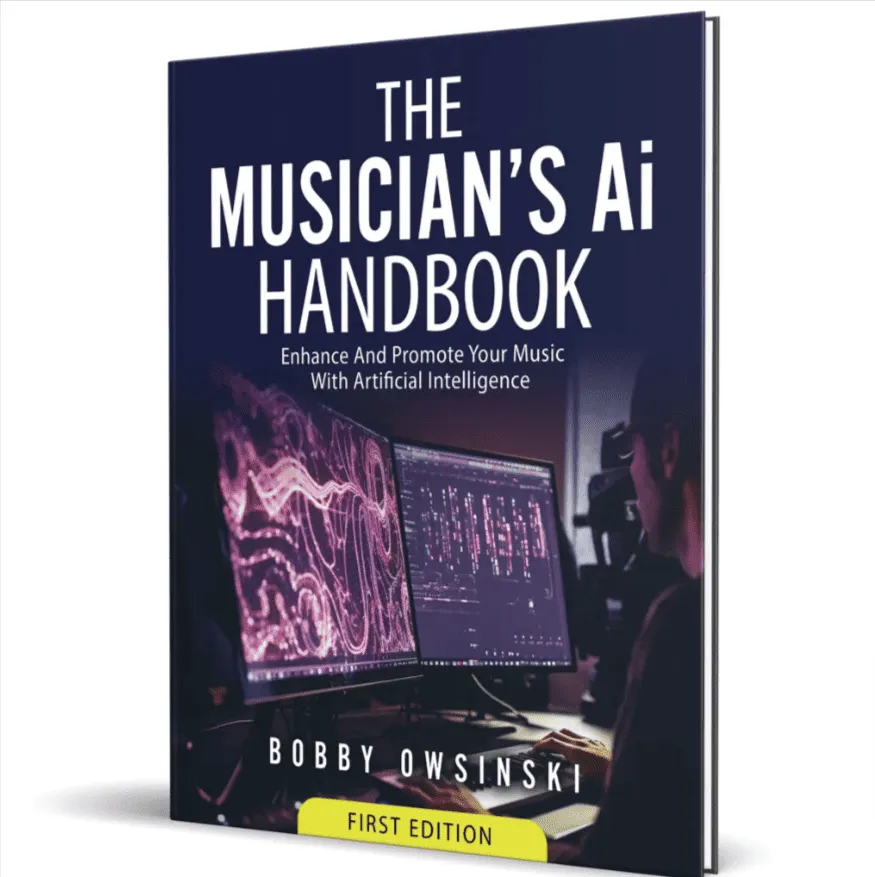AI Musician handbook, music promotion with artificial intelligence, music industry technology, digital music production, inno
